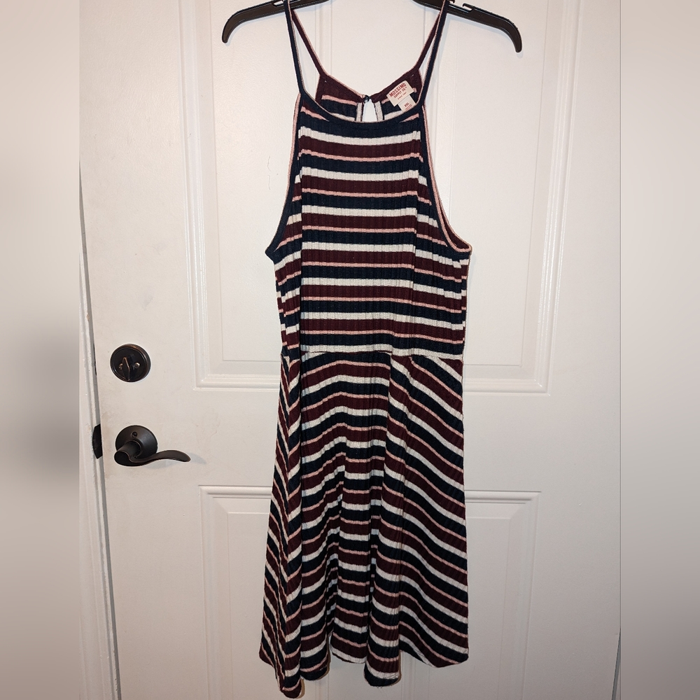 Mossimo Striped Dress, size XXL, maroon, pink, black and white
